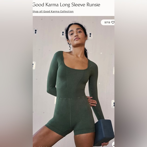 Free People Good Karma Long Sleeve Runsie Green Size XS/S NWOT $108.00 - Picture 7 of 11